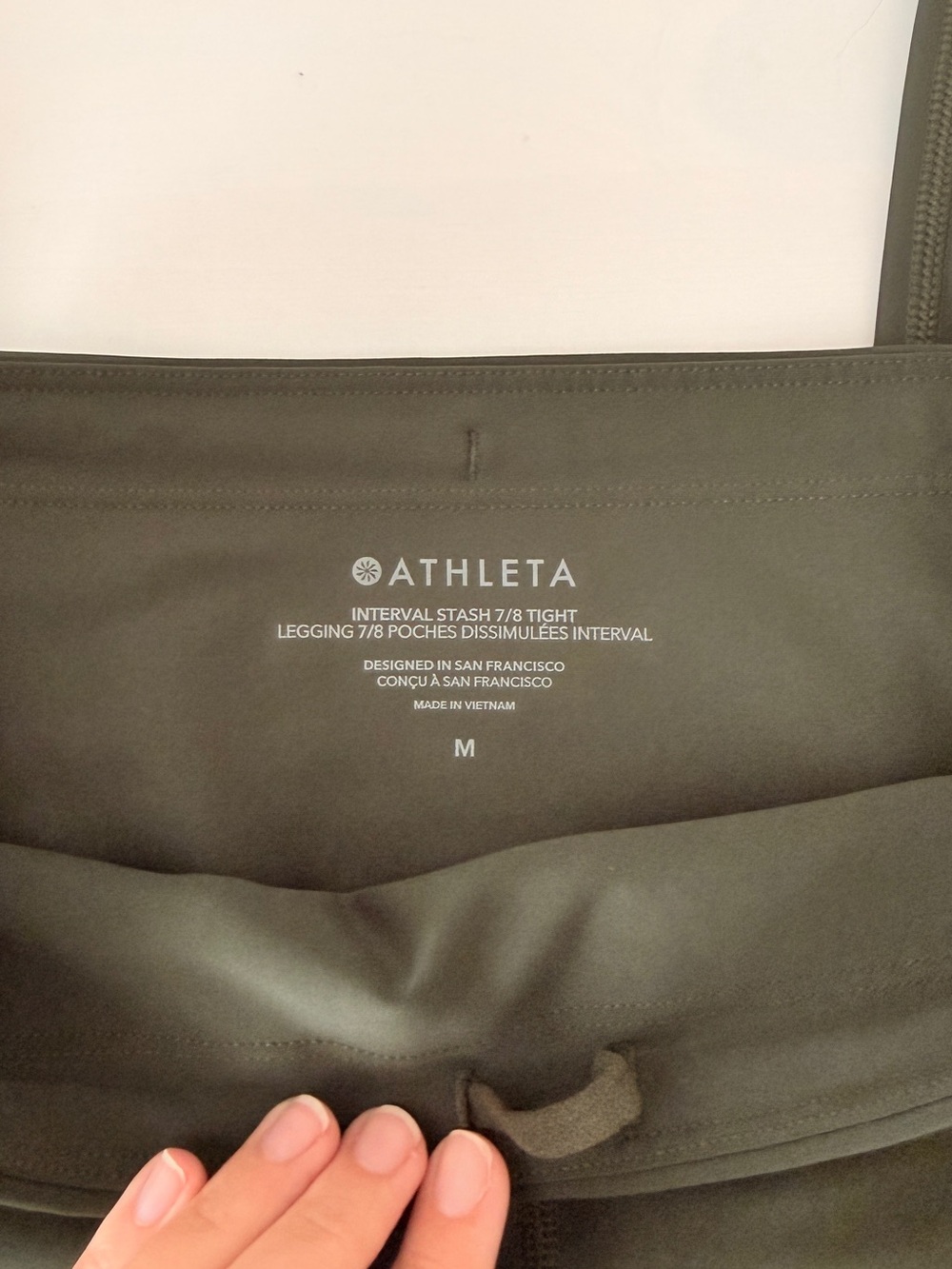 Athleta Olive Green High-Rise Leggings with Side Pockets - Picture 3 of 8